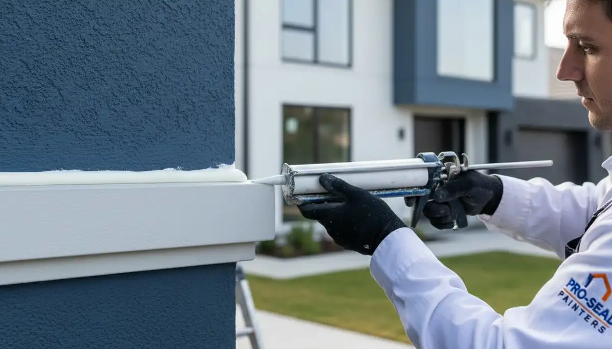Professional caulking and sealing by house painters in Mesa, AZ for weather protection