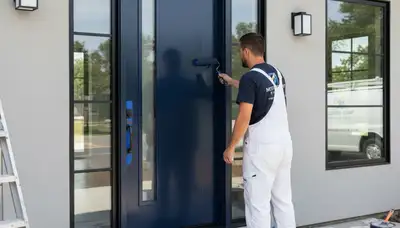 Professional door painting service in Mesa, AZ restoring front and garage doors with durable finishes