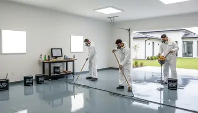 Professional epoxy garage floor coating installation in Mesa, AZ for durable, heat-resistant flooring