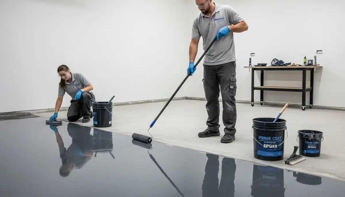 Professional epoxy garage floor coating in Mesa, AZ by expert house painters for durable surfaces