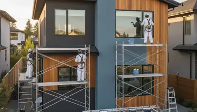 Professional exterior house painters applying UV-resistant coating in Mesa, AZ