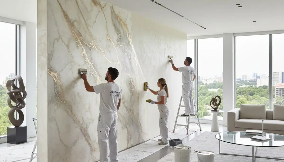 Faux painting wall texture by professional house painters in Mesa, AZ creating custom decorative finishes