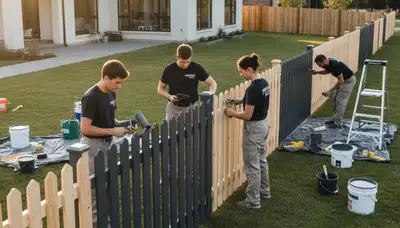 Professional fence painting in Mesa, AZ with durable finish for desert sun protection