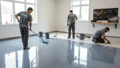 Professional garage floor epoxy coating in Mesa AZ with durable, UV-resistant finish