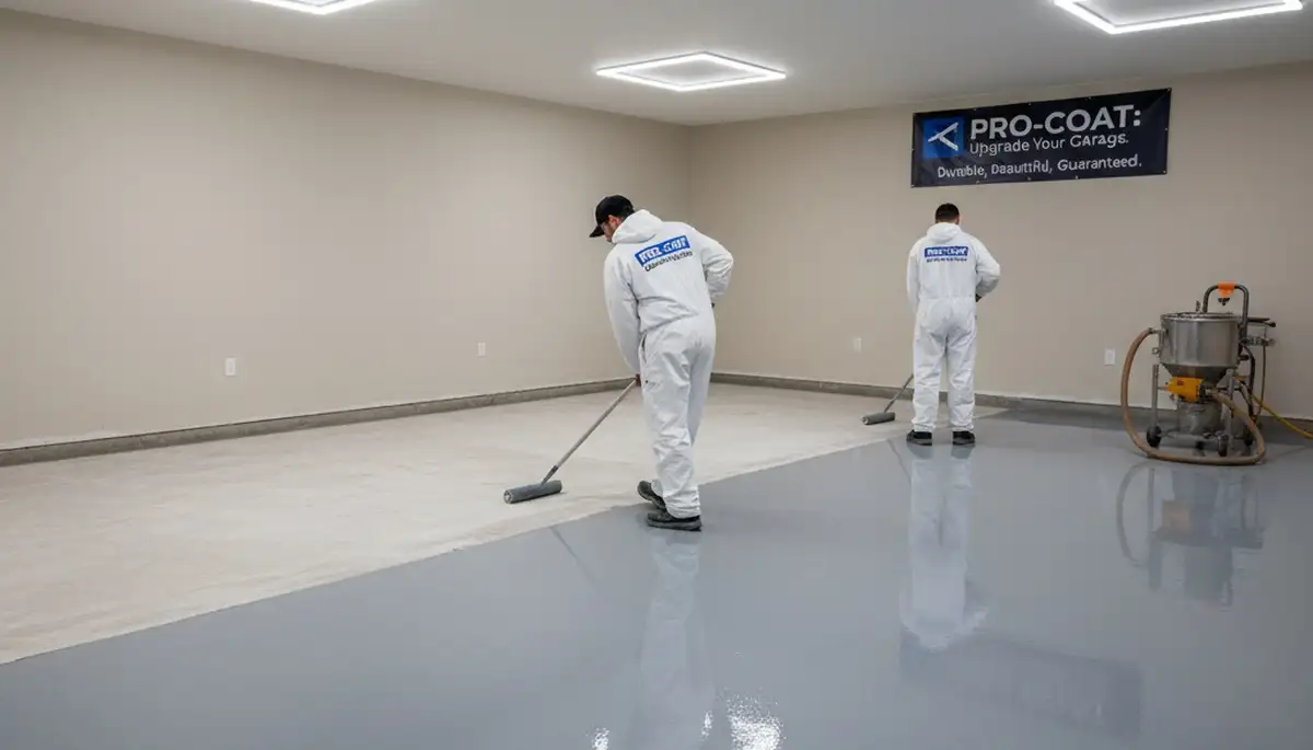 Professional epoxy garage floor coating in Mesa, AZ with glossy, durable finish by local painters