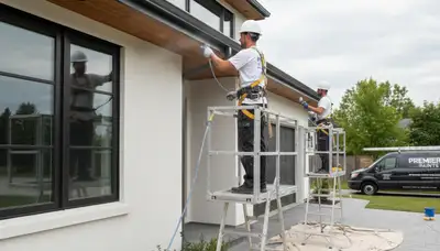 Professional gutter painting on a Mesa, AZ home exterior by expert local house painters