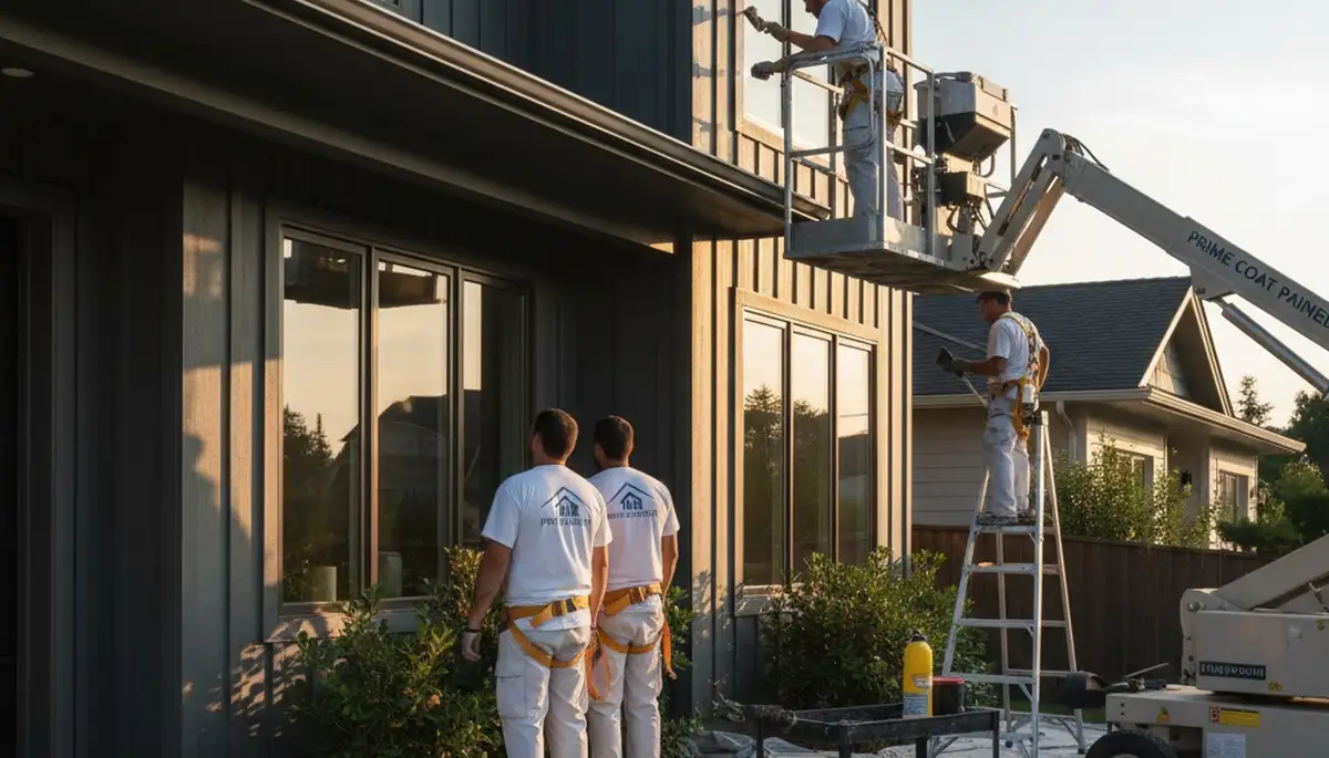 Professional gutter painting on Mesa, AZ home exterior for durable, sun-resistant finish