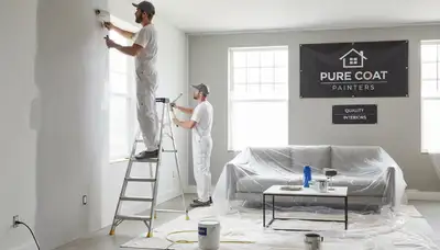 Professional interior house painters finishing living room walls in Mesa, AZ for lasting desert beauty