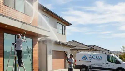 Professional pressure cleaning of stucco home exterior in Mesa, AZ by expert house painters