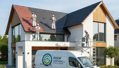 Professional roof painting in Mesa AZ protecting home from sun with reflective coating