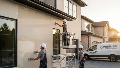 Professional stucco repair on Mesa AZ home exterior by local house painting experts