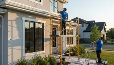 Professional trim and fascia painting on Mesa AZ home exterior by expert house painters