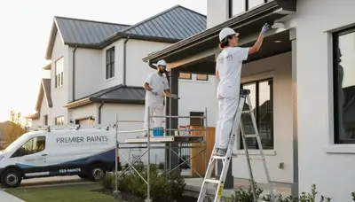 Professional trim and fascia painting on a Mesa AZ home by expert house painters